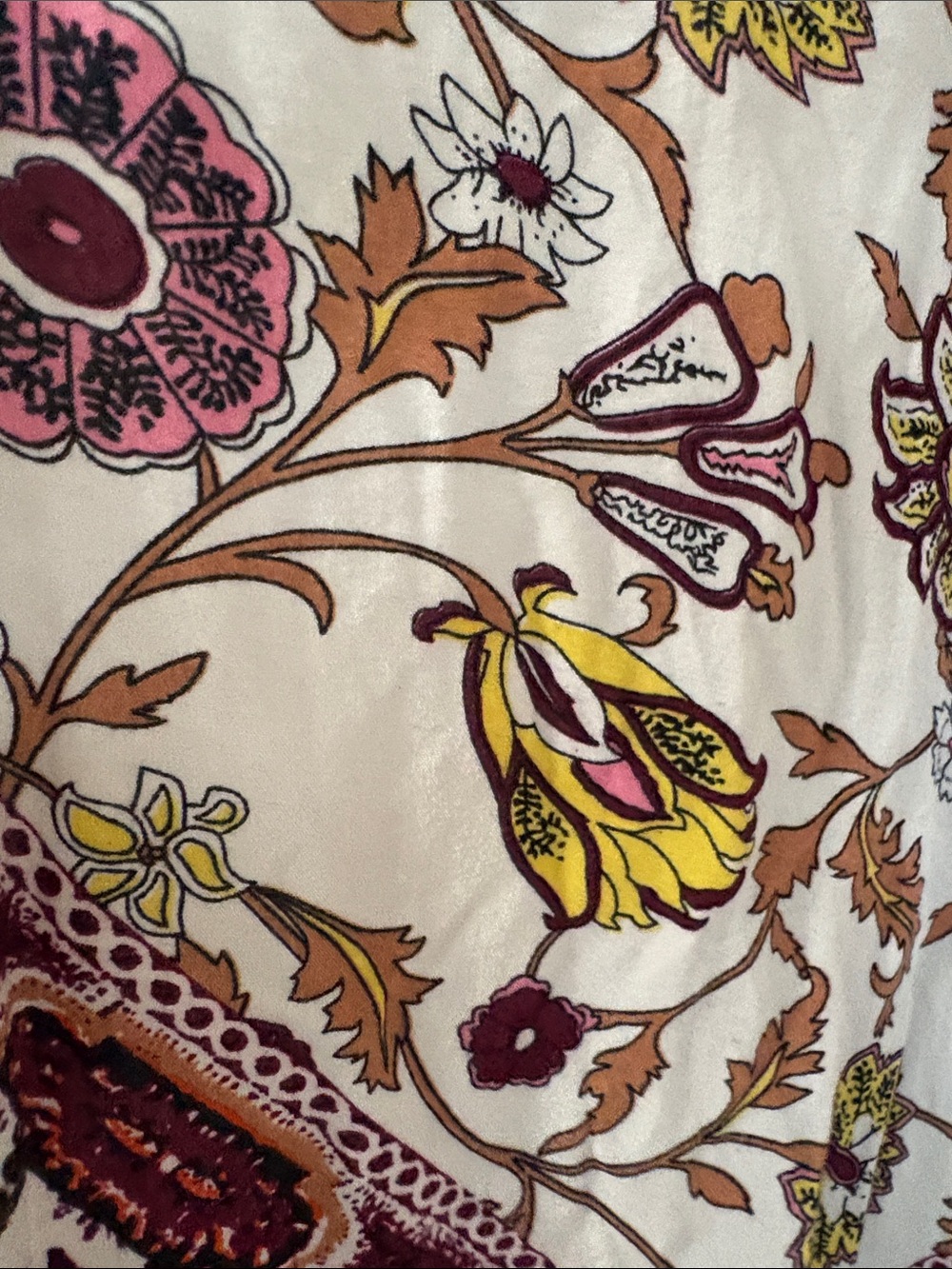 Gigio XL Cream Kimono Jacket with Burgundy, Teal & Rust Patchwork - Picture 6 of 11
